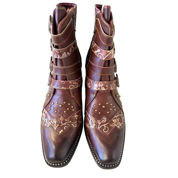 L’ Artiste Rodeha Brown Size 10.5-11 EU 42 Spring Step NWB Hand Painted Leather - Picture 13 of 16